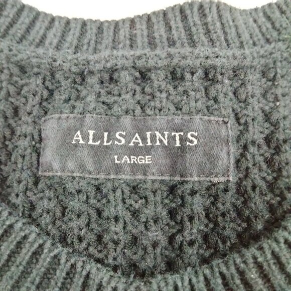 All Saints Mens Argg Crew Waffle Knit Sweater Pullover Large - Picture 3 of 7